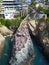 Aerial vertical view of the balcony of La Quebrada cliff, Acapulco