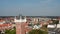 Aerial vertical view of Esbjerg, Denmark. Landing drone view revealing the Water Tower, a Danish landmark at the top of