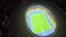 Aerial vertical view of soccer stadium, sporting event, match