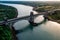 Aerial Vew Of Britannia Bridge carries road and railway across the Menai Straits between, Snowdonia and Anglesey. Wales