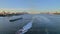 Aerial video of boat in Hudson River, New York, USA