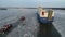 Aerial Video of a Car Vehicle Carrier Ship on the Frozen Delaware River Philadelphia