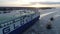 Aerial Video of a Car Vehicle Carrier Ship on the Frozen Delaware River Philadelphia