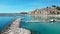 Aerial video of colorful bright buildings on the sea shore, Menton Commune in France