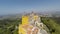 Aerial video footage of Pena National Palace in Sintra, Portugal