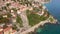 Aerial video of the Forte Mare Fortress in the center of Herceg Novi, a coastal city at the entrance to the Boka Kotor