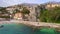 Aerial video of the Forte Mare Fortress in the center of Herceg Novi, a coastal city at the entrance to the Boka Kotor