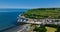 Aerial video of Glenarm Village Co Antrim Northern Ireland