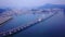 Aerial video of Gwangan bridge and Gwangalli beach in Busan, South Korea.