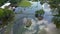 Aerial video horses on a flooded farm ranch Florida rain aftermath