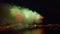 The aerial video the huge and beautiful show fireworks over the Neva River water area on annual celebration of a