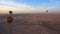 Aerial video motion riding hot air balloon over Luxor Egypt valley of the king Unesco heritage site sunrise