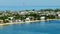 Aerial video neighborhood homes in the Florida Keys with antenna tower