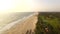 Aerial video Ocean Front at sunset in Goa, India