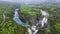 Aerial video of Plitvice national park with lakes and waterfalls