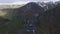 Aerial video from the quadcopter of the circular panorama of the mountains and Village of Mestia, Svaneti