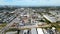 Aerial video railroad tracks industrial zone Sarasota Florida