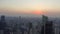 Aerial video of Shanghai office buildings in downtown when sunset