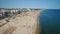 Aerial. Video shooting from the drone, beach town MOnte Gordo. Portugal