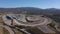 Aerial video shooting of the racetrack for cars and motorcycles, a view from the sky.