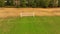 Aerial video of a soccer field goal