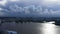 Aerial video storm cloud approaching city