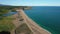 Aerial video with wild sandy beach