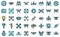 Aerial videography icons set vector flat