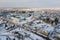 Aerial vief of Skrunda town in winter, Latvia