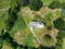 Aerial view of a 12th century Norman church St Mary's Stainburn in North Yorkshire
