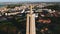 Aerial view The 25 de Abril Bridge and The Sanctuary of Christ monument