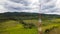 Aerial view of 4g and 5g cellular telecommunication towers at rural area