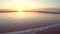 Aerial view 4k. Fabulous sunset at the dead salt sea. Pink salt brine.