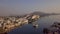 Aerial view 4k video by drone of Lake Pichola And City Palace, Udaipur, Rajasthan, India