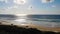 Aerial view of 4WD vehicles driving throw the beach sand in Fraser Island