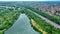 Aerial view  of A3 motorway Guildford England