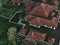 Aerial view of abandoned hotel roofs in Bali, Indonesia