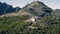 Aerial View of the Abandoned House on Top Mountain