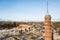 Aerial view of abandoned Kuldiga town match factory and wood processing company Vulkans demolish, Latvia