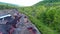 Aerial View of an Abandoned Narrow Gauge Coal Rail Road with Rusting Hoppers