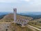 Aerial view of an abandoned soviet monument Buzludzha made in the style of brutalism, Bulgaria