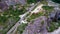 Aerial view of an abandoned white marble quarry in Carrara, Italy.