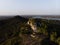 Aerial view of Abbaye de Saint-Roman and Mont Aiguille in Occitanie, France