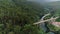 Aerial view above ancient roman viaduct