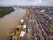 Aerial View Above Bangkok Dockyard