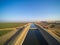 Aerial view above California aqueduct