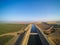 Aerial view above California aqueduct