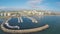 Aerial view above Larnaca marina, port with yachts, beautiful landscape