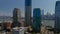 Aerial view above New York. Drone video of famous Manhattan skyscrapers