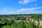 Aerial view above the railway line in Dewsbury, West Yorkshire, England